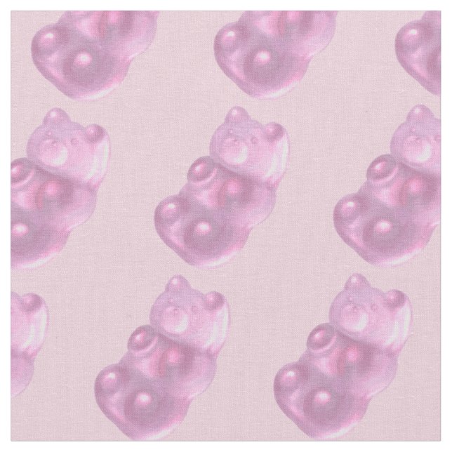 Pink Gummy Bear Pattern Fabric (Close Up)
