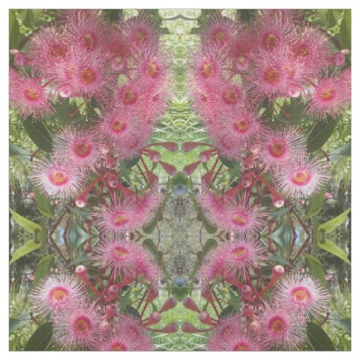 Pink Gumnut Eucalyptus Flowers Australian Native Fabric