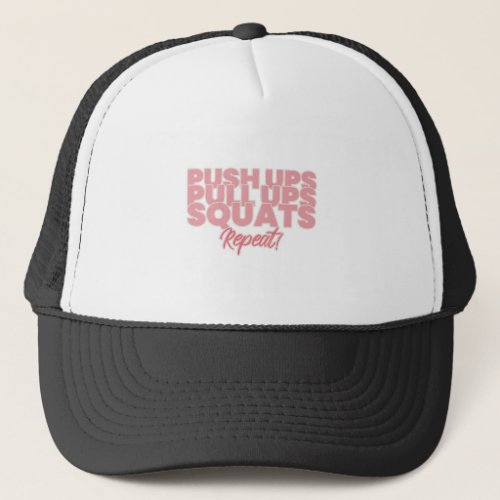 Pink Gym Instructions Trucker Hat