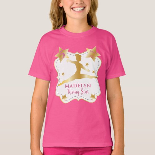Pink Gymnast Rising Star Gymnastics Birthday Girl  T_Shirt