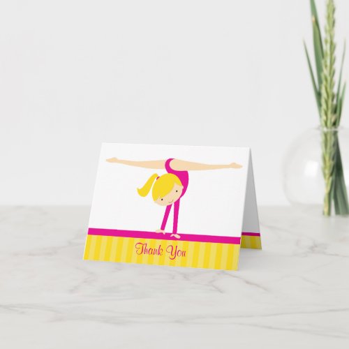 Pink Gymnast Thank You Card