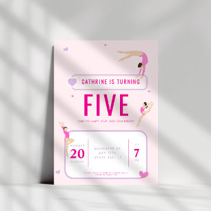 Pink Gymnastics Birthday party  Invitation