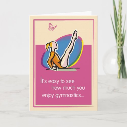 Pink Gymnastics Congratulations Card