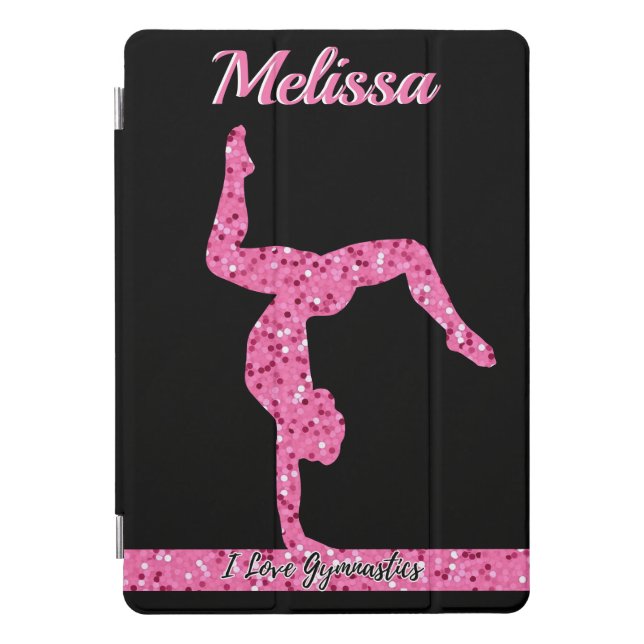 Pink Gymnastics Girl Sparkle Balance Beam iPad Pro Cover (Front)