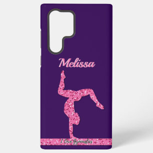 Pink Gymnastics Girl Sparkle Balance Beam Samsung Galaxy S22 Ultra Case