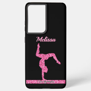 Pink Gymnastics Girl Sparkle Balance Beam Samsung Galaxy S21 Ultra Case