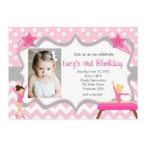 Pink Gymnastics Party Birthday Invitation