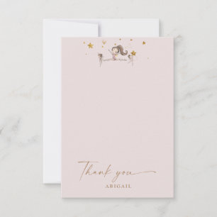 Pink Gymnastics Tumbling Birthday Thank You Card