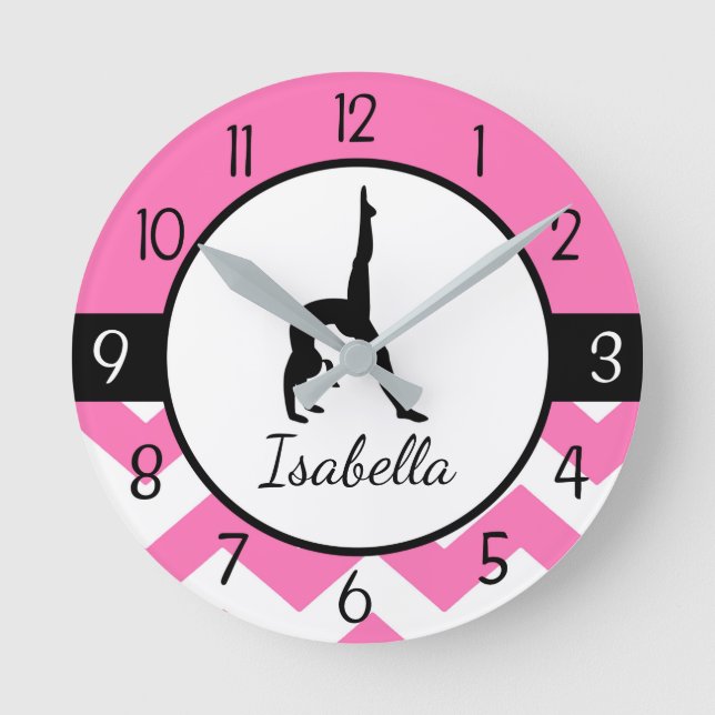 Pink Gymnastics Wall Clock (Front)