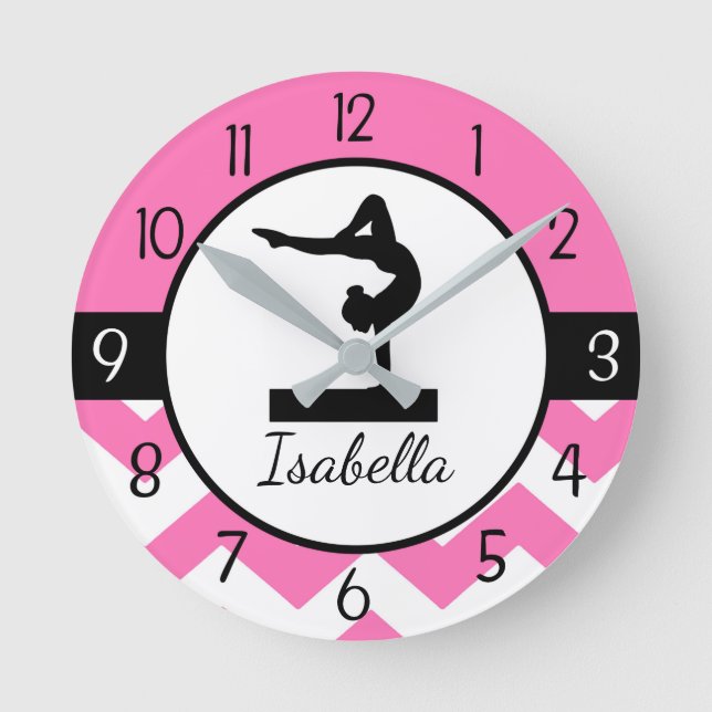 Pink Gymnastics Wall Clock (Front)
