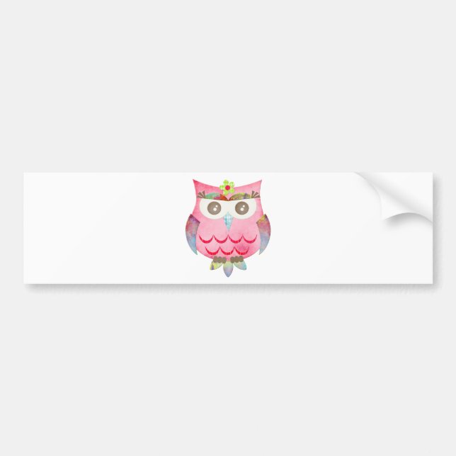 Pink Gypsy Owl Bumper Sticker (Front)