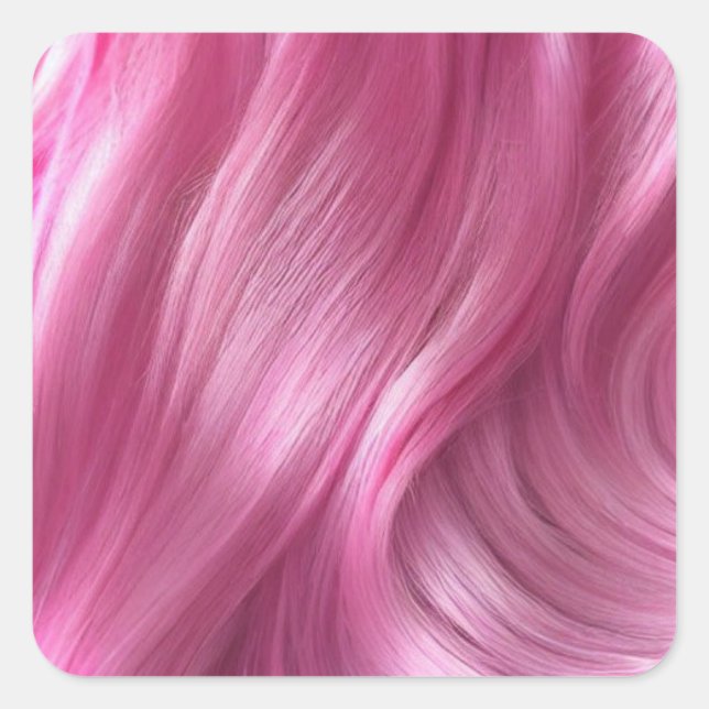 Pink Hair Background Square Sticker (Front)