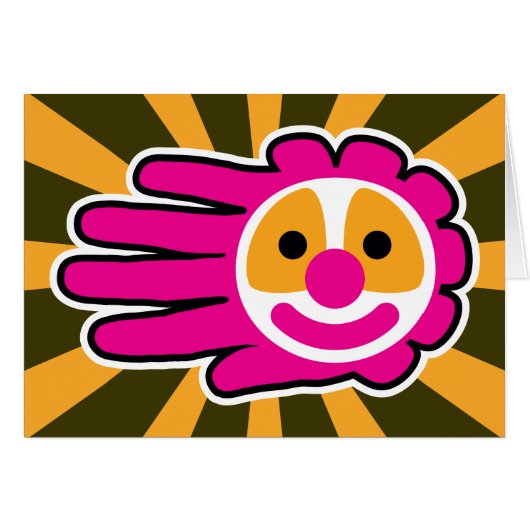 Pink Hair Clown Face Hand Cards (Front Horizontal)