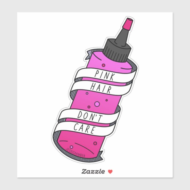 Pink Hair Dye Bottle Teen Girl Funny Cartoon Sticker (Sheet)