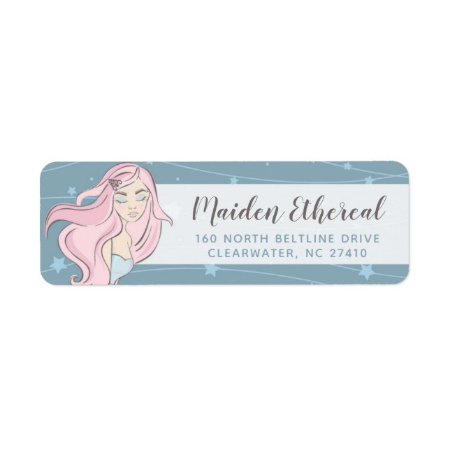 Pink Hair Fashion Girl Lashes Brows Return Address Label (Front)