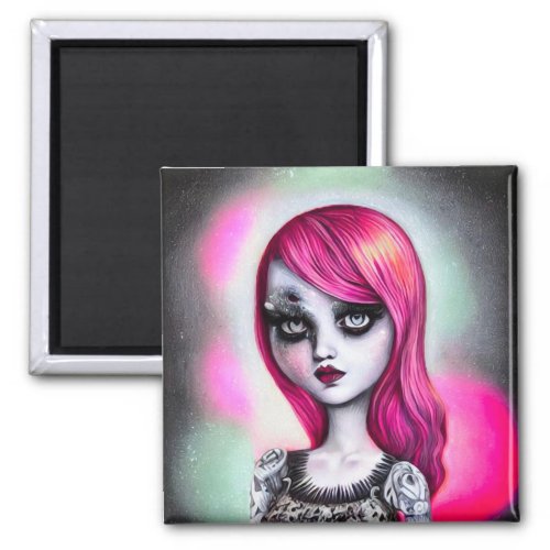 Pink Hair Goth Punk Doll Magnet