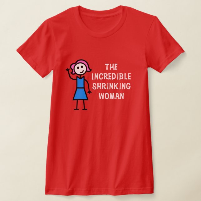 Pink Hair Incredible Shrinking Woman T-Shirt (Laydown)