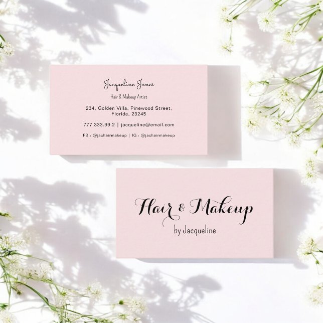 Pink Hair Makeup Beauty Salon Simple  Business Card (Creator Uploaded)