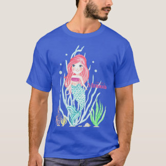 Pink hair mermaid smiling T-Shirt