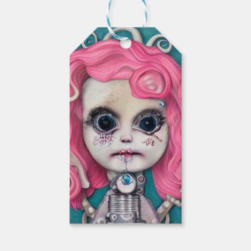 Pink Hair Monster Doll Gift Tags
