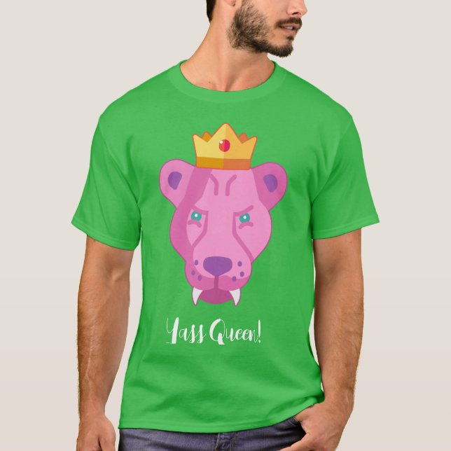 Pink Hair Queen Lioness Custom Text T-Shirt (Front)