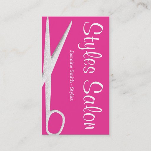 Customizable Pink Hair Salon Business Card 1
