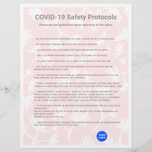 Pink Hair Salon COVID19 Safety Protocol Letterhead