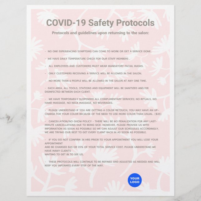 Pink Hair Salon COVID19 Safety Protocol Letterhead (Front)