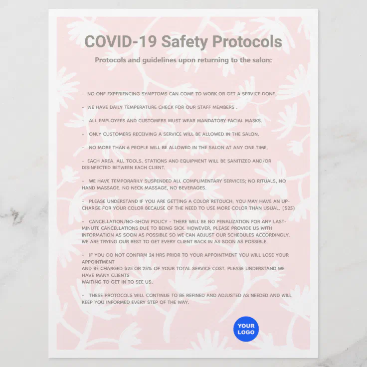Pink Hair Salon COVID19 Safety Protocol Letterhead | Zazzle