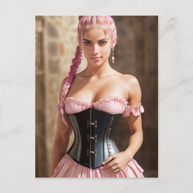 Pink Hair Sexy Ren Fair Pirate Lady Postcard (Front)