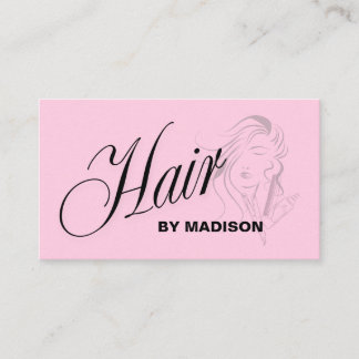 Pink Hair Stylist QR Code  Business Card