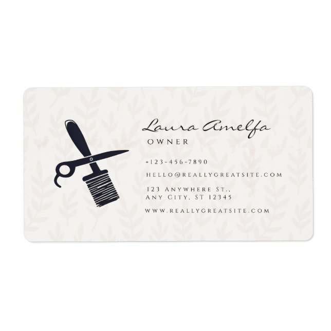 Pink Hair  Stylist with White Scissor Salon  Label (Front)