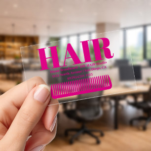 Pink Hairdressers Business Card Clear Business Cards