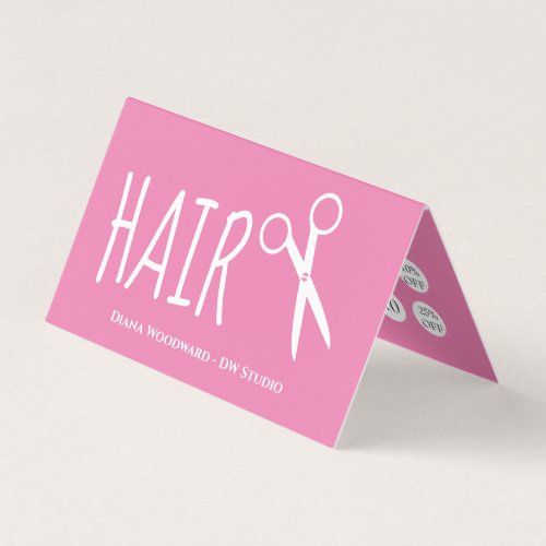 Pink Hairdressers Business Loyalty Card