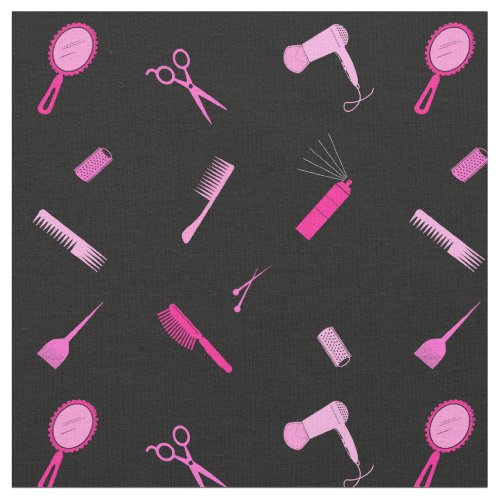 pink hairdressing pattern on black fabric