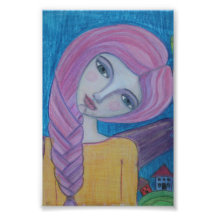 Pink Haired Angel, 4x6 print