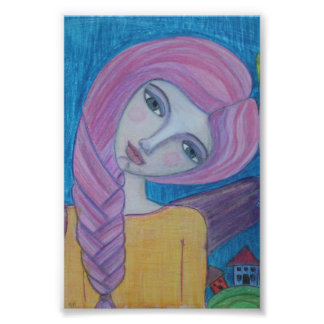 Pink Haired Angel, 4x6 print