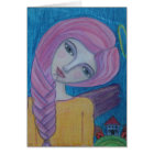 Pink Haired Angel Blank Card
