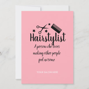 Pink Hairstylist Quote Funny Hairdresser Stars Holiday Card