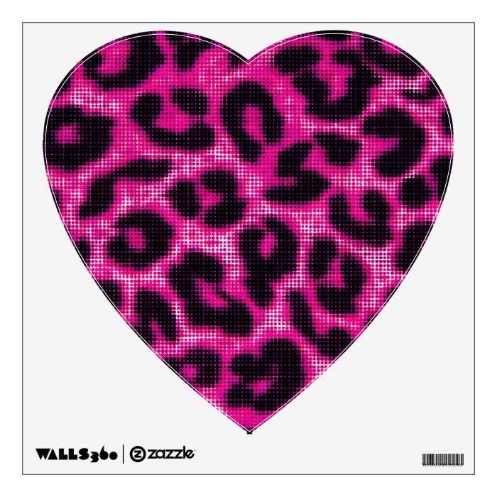 Pink Halftone Leopard Print Heart Wall Decal