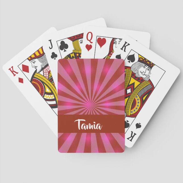 Pink halftone pattern poker cards (Back)