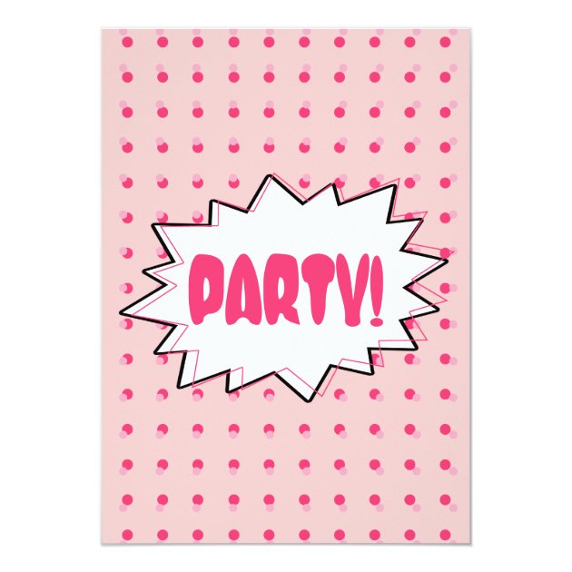 Pink Halftone Pop Art Comic Inspired Birthday Invitation