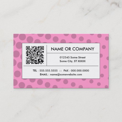 Customizable pink halftone QR code Business Cards