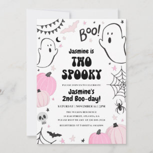 Pink Halloween 2nd Birthday Invitation