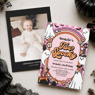 Pink Halloween 2nd Birthday Party Girl Invitation