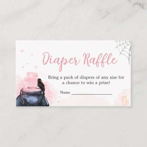 Pink Halloween A Baby is Brewing Diaper Raffle Enclosure Card
