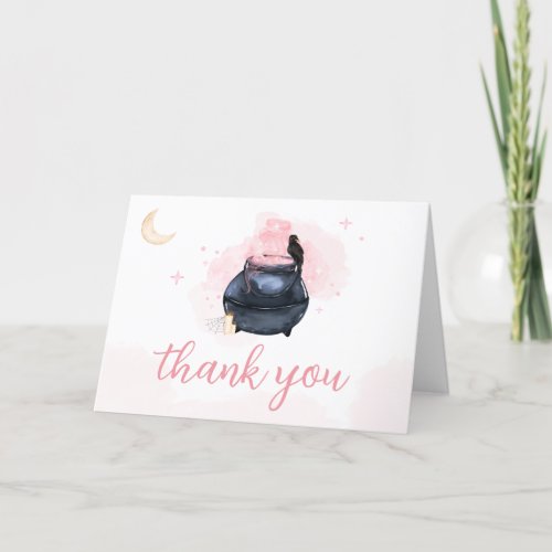 Pink Halloween A Baby is Brewing  Thank You Card