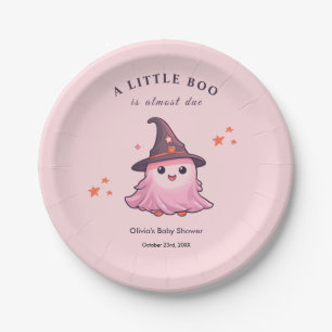 Pink Halloween A Little Boo Baby Shower Paper Plates