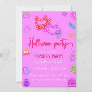 Pink Halloween Adult Cocktail Party Invitation