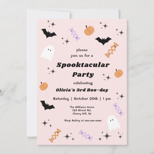 Pink Halloween Any Year Spooktacular Birthday Invitation